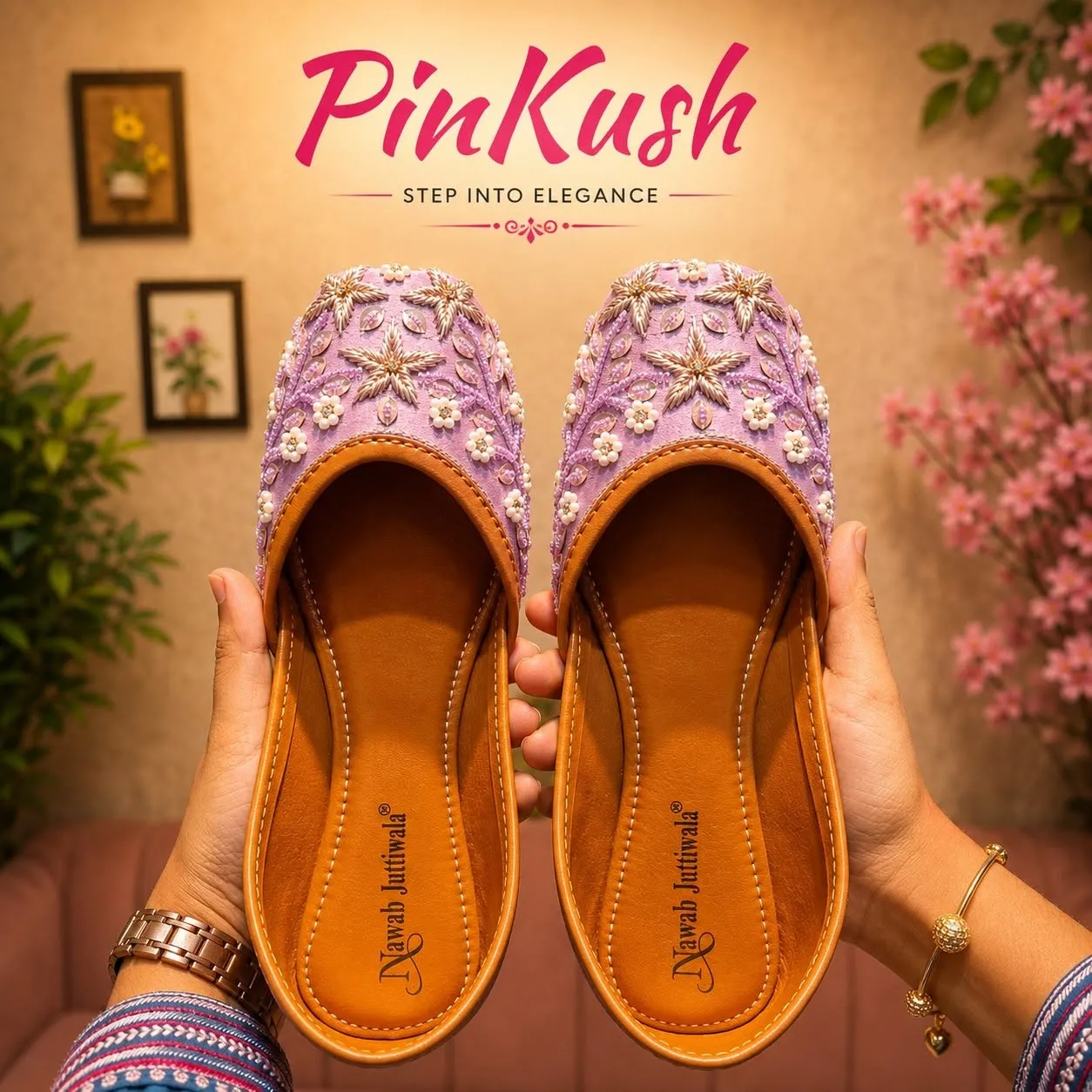 Pinkush Floral Embroidered Jutti